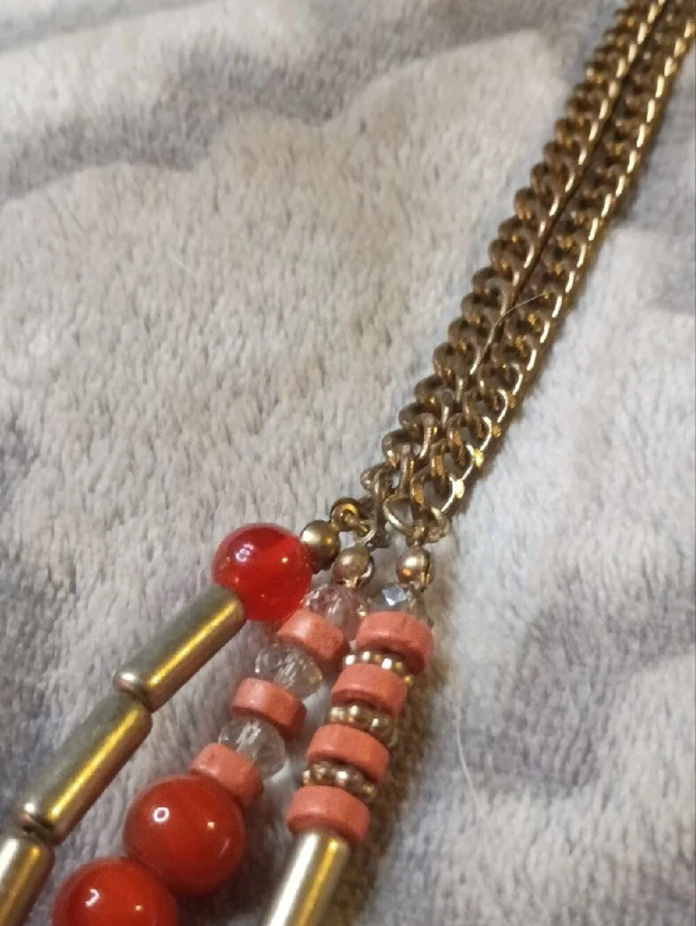 Layered Coral and Gold-Bead Necklace